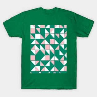 Geometric Pattern in light pink and green T-Shirt